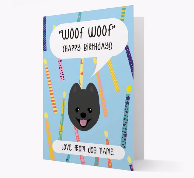 Personalized 'Woof Woof' Birthday Card with {breedFullName} Icon